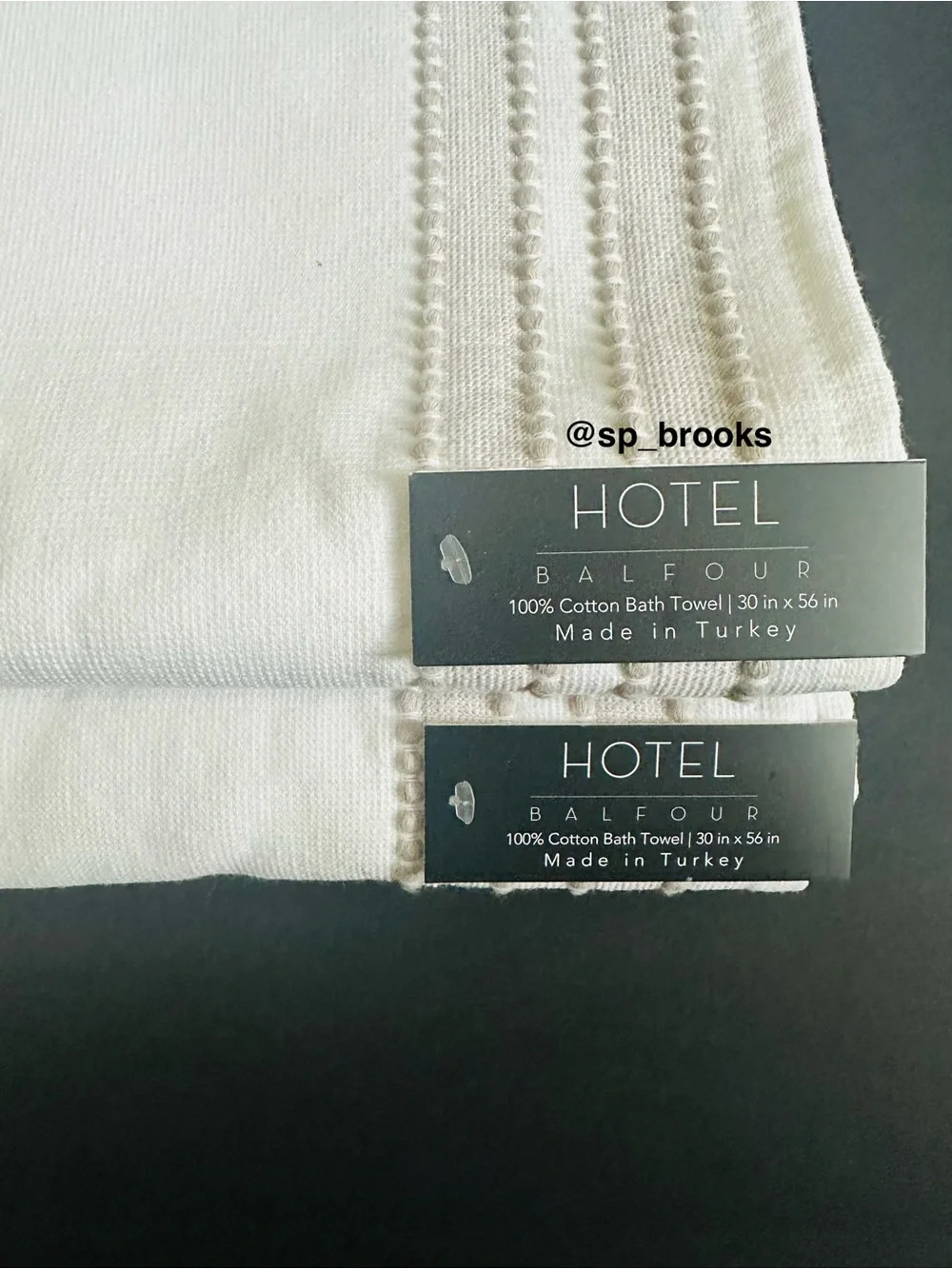 🎁2PC Hotel Balfour Bath Towels - Cotton Ivory & Tan Woven with Terry Reverse